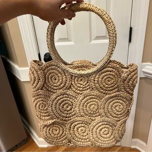 Vintage 1960s Marcus Brothers of Miami Straw Woven Handbag Beach Resort Japan